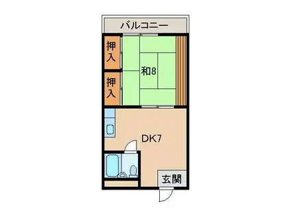 第2松穂ビル(1DK/2階)の間取り写真