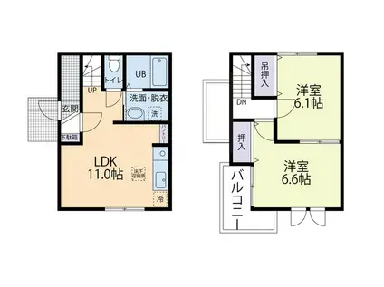 MAISON KN B(2LDK/1階)の間取り写真