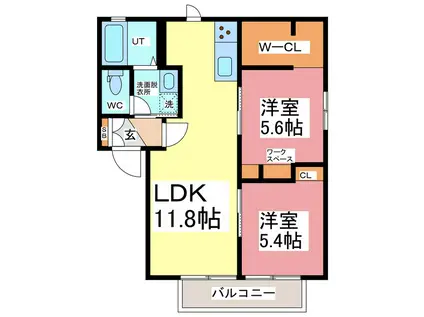 プリマヴェラA・B(2LDK/2階)の間取り写真