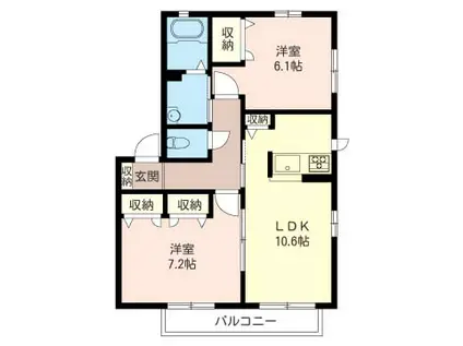 ソレイユ湘南F(2LDK/2階)の間取り写真