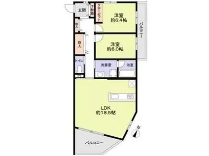 THE TAKASUNA KULTURCE(2LDK/3階)の間取り写真