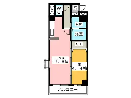 アソシア(1LDK/1階)の間取り写真