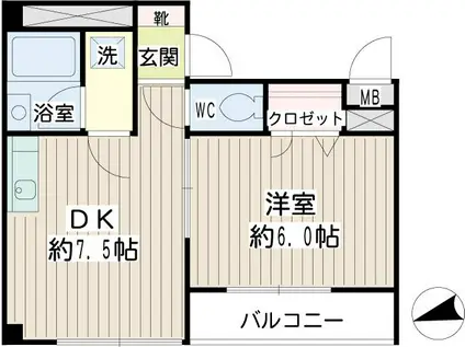 COMESTA(1DK/2階)の間取り写真