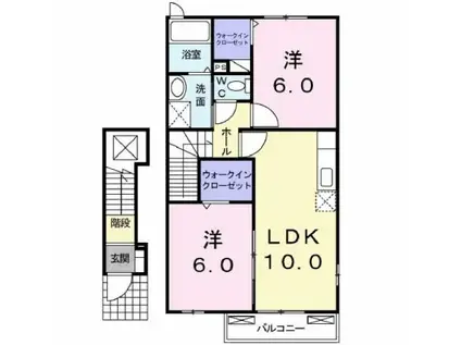 カーサ・カルム C(2LDK/2階)の間取り写真