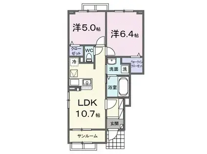 エンブレイス アイ(2LDK/1階)の間取り写真