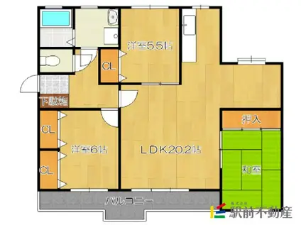 プレアデス小郡(3LDK/1階)の間取り写真