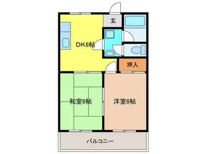 村瀬マンション(2DK/2階)の間取り写真