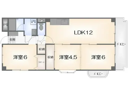 パレス千松(3LDK/3階)の間取り写真