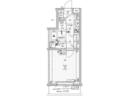 PREMIUM CUBE 西大島(1K/3階)の間取り写真