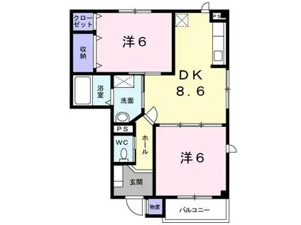フォレスターA(2DK/1階)の間取り写真