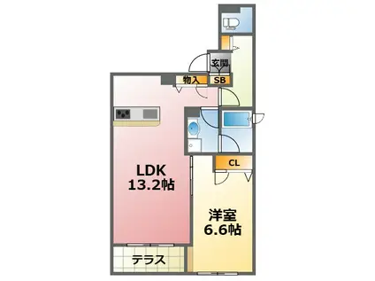 ルミソル(1LDK/1階)の間取り写真