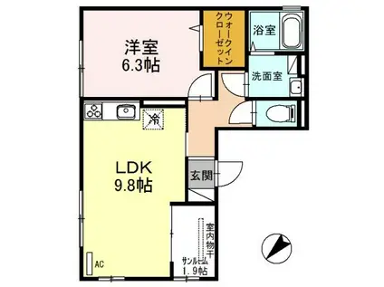 メゾンキンメイ(1SLDK/2階)の間取り写真