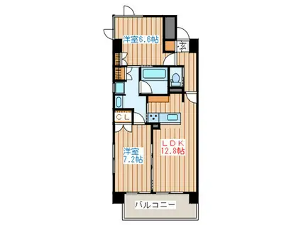 グリーンコートレジデンス青葉(2LDK/3階)の間取り写真