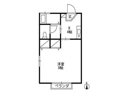 コーポシャルル(1K/1階)の間取り写真