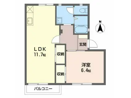 フレグランスゆり(1LDK/2階)の間取り写真