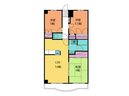 シャルマン2(3LDK/1階)の間取り写真