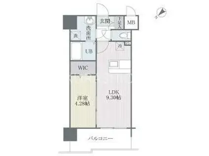 モダンパラッツォ博多RIVAII(1LDK/4階)の間取り写真