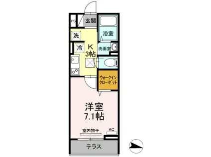 メゾン・ド・キャトルVII(1K/1階)の間取り写真