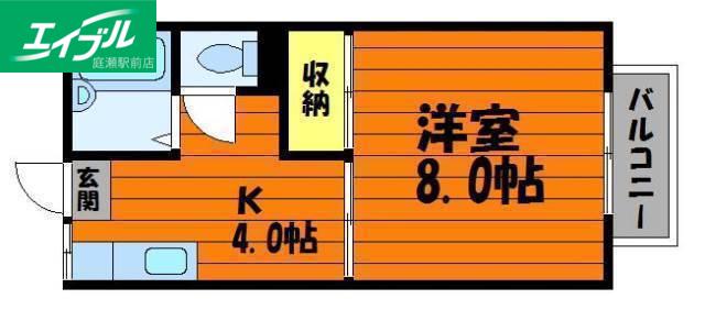 ラフォーレ足高 I(1K/1階)の間取り写真