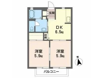 エステート桜A(2DK/2階)の間取り写真