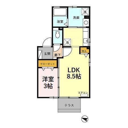 ディールームときわ台A棟(1LDK/1階)の間取り写真