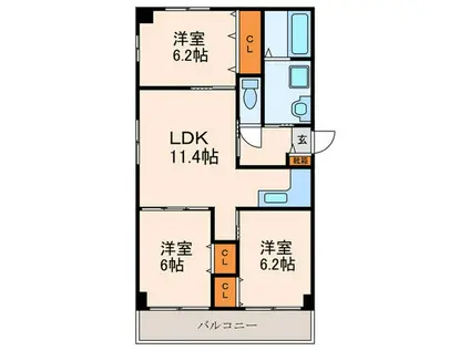 カルフール四条天神川(3LDK/5階)の間取り写真
