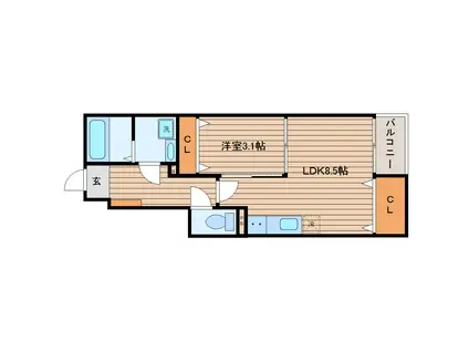 リエールI(1LDK/1階)の間取り写真