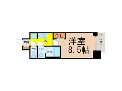 プレサンス大曽根駅前ファースト(1K/4階)の間取り写真