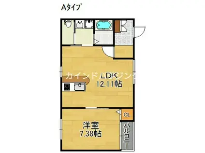 第2ハイツ和らぎ(1LDK/1階)の間取り写真