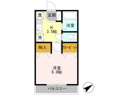 ウェール(1K/1階)の間取り写真