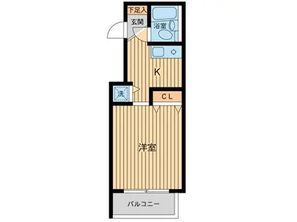 ウインベル・ソロ梅ヶ丘(1K/3階)の間取り写真