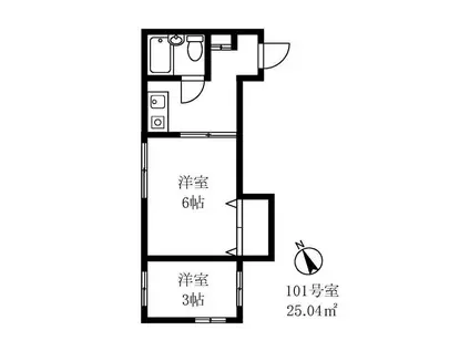 信和ハイツ(2K/1階)の間取り写真