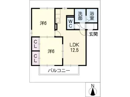 セジュール八剣 (2LDK/1階)の間取り写真