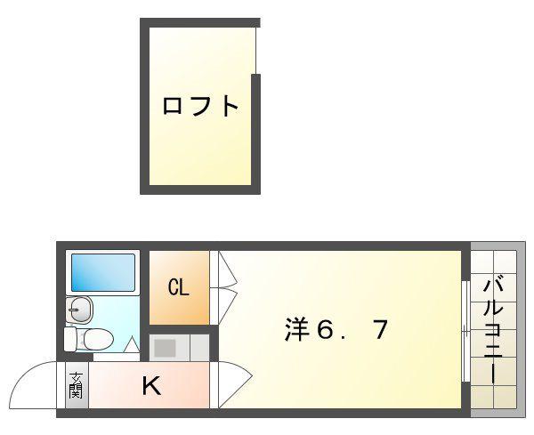 サニーハイム(1K/2階)の間取り写真
