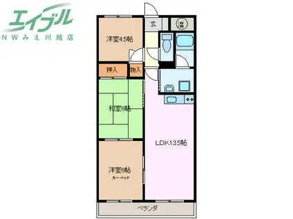 パークタウン三翠(3LDK/5階)の間取り写真