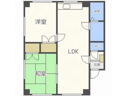 カネヒラビル(2LDK/4階)の間取り写真
