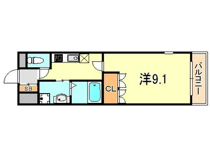 エイトピア八木(1K/2階)の間取り写真