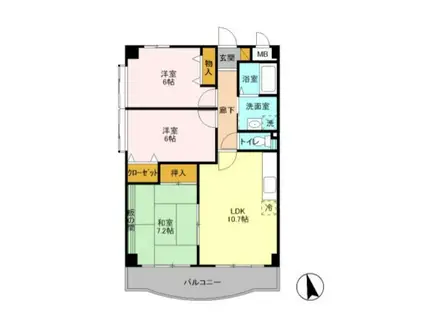 グレースアベニュー桜木(3LDK/2階)の間取り写真