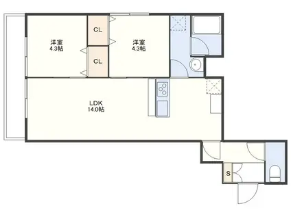 東ビューハイツ(2LDK/2階)の間取り写真