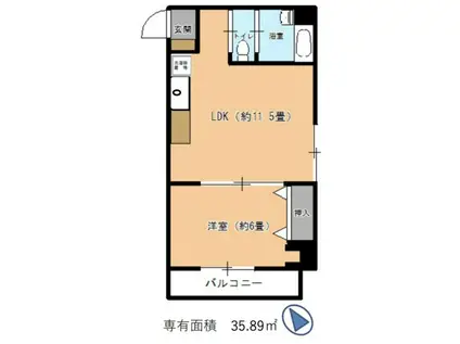 シャンボール南高円寺(1LDK/9階)の間取り写真