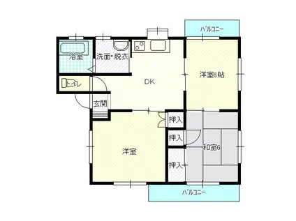 トリートみどり(3DK/1階)の間取り写真