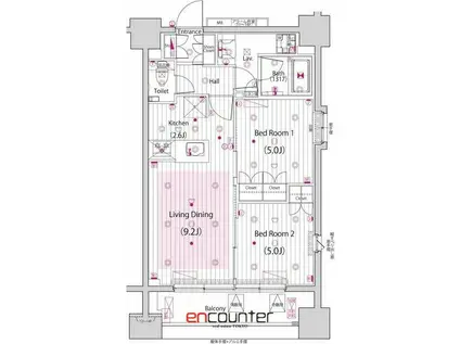 ガーラ・アヴェニュー浅草(2LDK/10階)の間取り写真