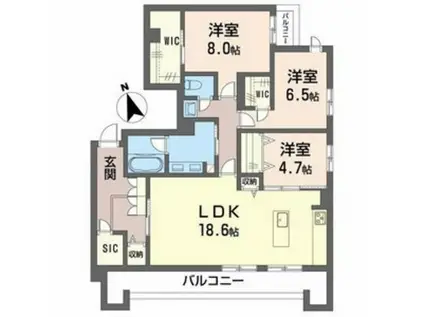 プレミアス城西(3LDK/2階)の間取り写真