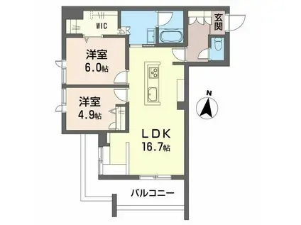 アグレイブ(2LDK/3階)の間取り写真