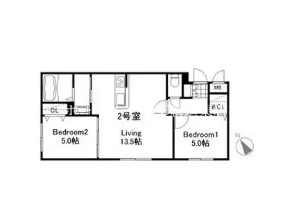 PT RESIDENCE麻生(2LDK/1階)の間取り写真