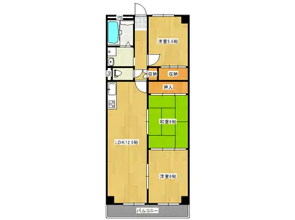 取手パークハイツ(3LDK/3階)の間取り写真