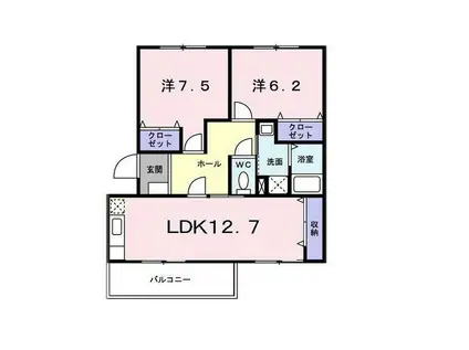 エルディム白楽(2LDK/2階)の間取り写真