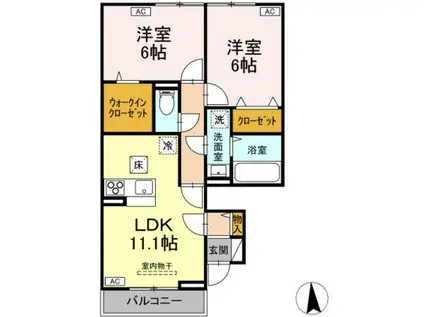 ガーネット(2LDK/1階)の間取り写真