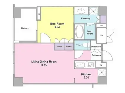 ランテンヌ四谷(1LDK/2階)の間取り写真