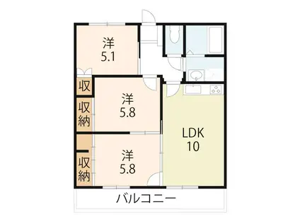 ハウスノーブルサイト(3LDK/3階)の間取り写真